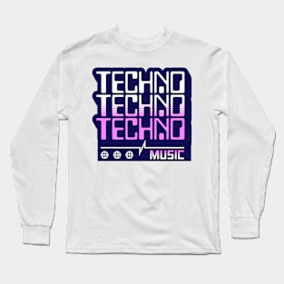 TECHNO  - Retro Computer Font (pink) Long Sleeve T-Shirt